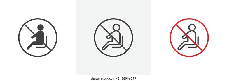 No Sitting Zone Alert. Prohibition on Seating. Do Not Sit Here Warning