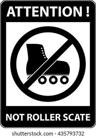 No skate, rollerskate, roller-skates and skating prohibited symbol. Sign indicating the prohibition or rule. Warning and forbidden. Flat design. Vector illustration. Easy to use and edit. EPS10.