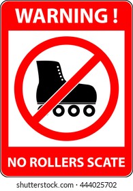 No skate, rollerskate, roller-skates and skating prohibited symbol. Sign indicating the prohibition or rule. Warning and forbidden. Flat design. Vector illustration. Easy to use and edit. EPS10.