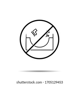 No skateboard, roller icon. Simple thin line, outline vector of adventure ban, prohibition, embargo, interdict, forbiddance icons for ui and ux, website or mobile application