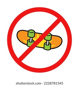 No Skateboard Sign on White Background