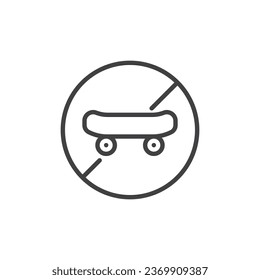 No Skateboarding line icon. linear style sign for mobile concept and web design. No skateboarding, prohibition outline vector icon. Symbol, logo illustration. Vector graphics