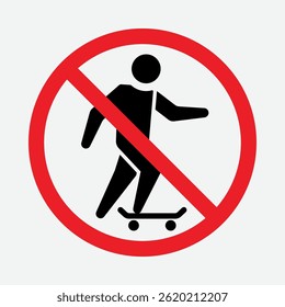 No Skateboarding Permitted Sign - Skateboard Prohibited Safety Vector