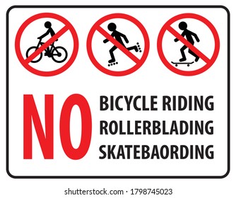 no skateboarding, no rollerblading allowed sign, vector illustration