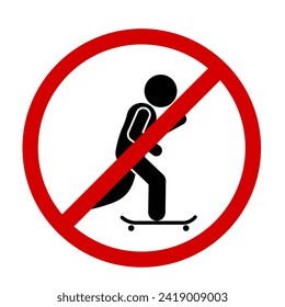 No skateboarding sign on white background. Vector illustration.

