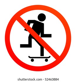 No skateboarding sign, vector illustration