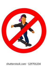No skateboarding sign,vector illustration
