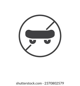 No hay icono del vector Skateboarding. signo plano relleno para concepto móvil y diseño web. No hay patinaje, no se prohíbe el icono de glifo. Símbolo, ilustración del logotipo. Gráficos vectoriales
