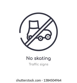 no skating outline icon. isolated line vector illustration from traffic signs collection. editable thin stroke no skating icon on white background