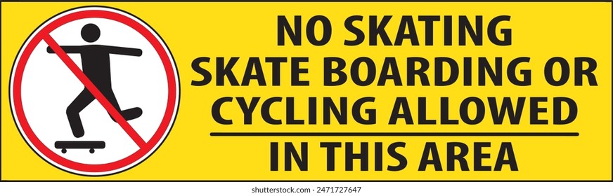 No skating or skate boarding allowed in this area warning notice vector