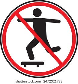No skating or skate boarding allowed in this area warning notice vector