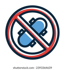 No Skating Vector Thick Line Filled Dark Colors Icons For Personal And Commercial Use.
