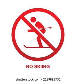 No skiing sign isolated on white background vector illustration.