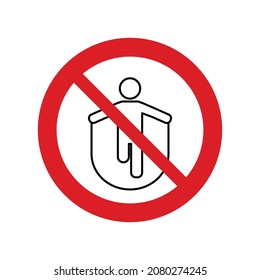 No skipping vector. Not allow jumping  sign. The red circle prohibiting sing  