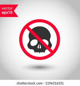 No Skull icon. Skeleton sign. EPS 10 flat symbol.