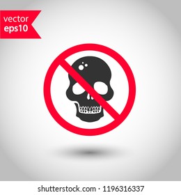 No Skull icon. Skeleton sign. EPS 10 flat symbol.