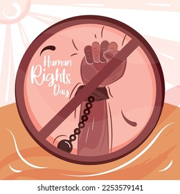 No slavery signal with hand with handcuff Human right concept Vector