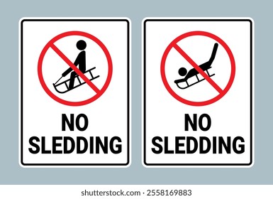 No Sledding Sign Set Vector Illustration