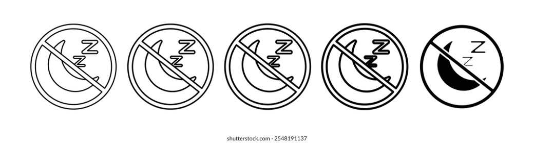 no sleep icon Simple thin line logo set