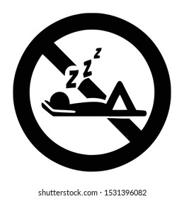 No sleeping sign, logo, symbol, icon. Template isolated on white background. 2D simple flat Style graphic design. Black and white color. Can be used for any purposes Vector EPS10
