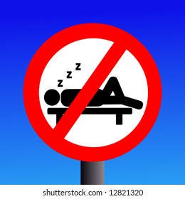 No sleeping sign on blue illustration