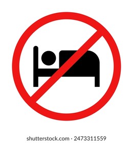 No Sleeping Sign on White Background