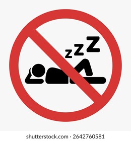 No Sleeping Sign – Vector Symbol for Restricted Resting Areas, Offices, and Public Spaces