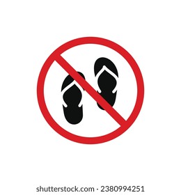 No slipper sandals allowed icon sign symbol isolated on white background. No sandals icon