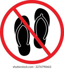 No Slippers Sign, Flip Flops Symbol