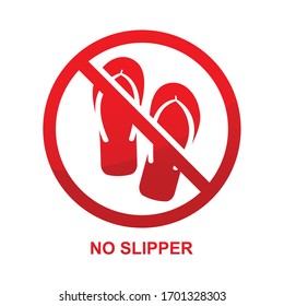 No slippers sign isolated on white background vector illustration.