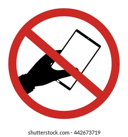 No smartphone allow to use restrict sign isolated on white background. Vector illustration prohibited circle design.