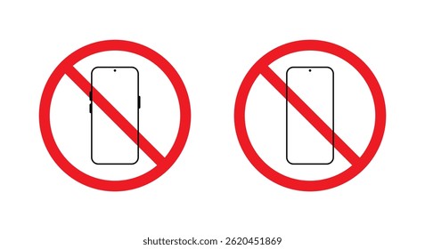 No smartphone area icon. Mobile phone prohibition sign symbol