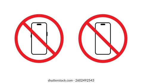 No smartphone area sign. Mobile phone prohibition icon. Cellphone with forbidden symbol