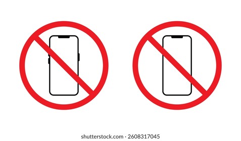 No smartphone area sign symbol. Mobile phone prohibition icon