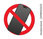 No Smartphone and Cell Phone Allowed Sign - Vector Illustration of Prohibition Symbol for Mobile Phones