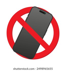 No Smartphone and Cell Phone Allowed Sign - Vector Illustration of Prohibition Symbol for Mobile Phones