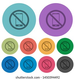 No smartphone darker flat icons on color round background