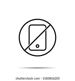 No smartphone icon. Simple thin line, outline vector of web ban, prohibition, embargo, interdict, forbiddance icons for ui and ux, website or mobile application