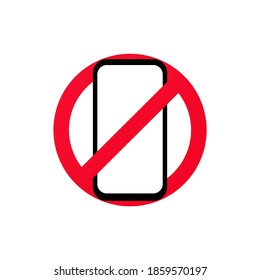 No smartphone. Mobile in prohibition sign. Prohibition sign. No cell phone sign. Mobile Phone prohibited. Vector illustration