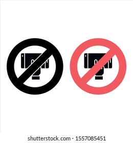 No smartphone, phone, arm icon. Simple glyph, flat vector of smartphone ban, prohibition, embargo, interdict, forbiddance icons for ui and ux, website or mobile application