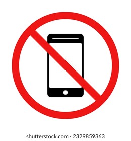 No Smartphone Sign on White Background