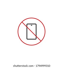 No smartphone, smartphome prohibition simple thin line icon vector illustration