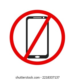 no smartphone symbol or sign on white background, warning to not to bring or activate cellphone