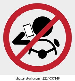 No hay Smartphone mientras se conduce.Prohibir la ilustración Vector