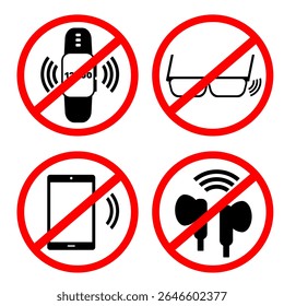 Sem smartwatch, sem smartphone, sem fones de ouvido, sem dispositivo de óculos inteligentes conjunto de empacotamento imprimível e editável em vetor