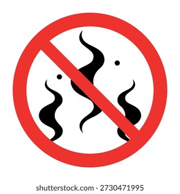 No smell sign, stop odor icon. Bad smells are prohibited. Flat vector illustration isolated on white background.