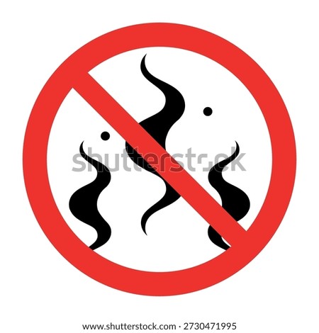 No smell sign, stop odor icon. Bad smells are prohibited. Flat vector illustration isolated on white background.