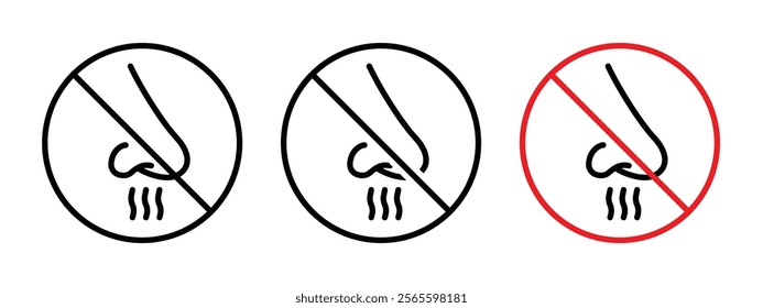 No smell sign vector in black and red colors