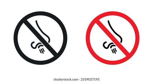 No smell sign vectors in black and colored version