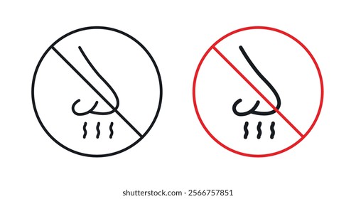 No smell signs in black outline, solid and colored style